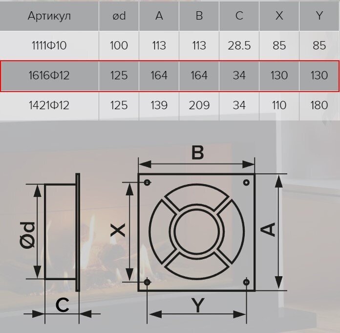 Эра накладка для воздуховода 1616Ф12 купить,10200