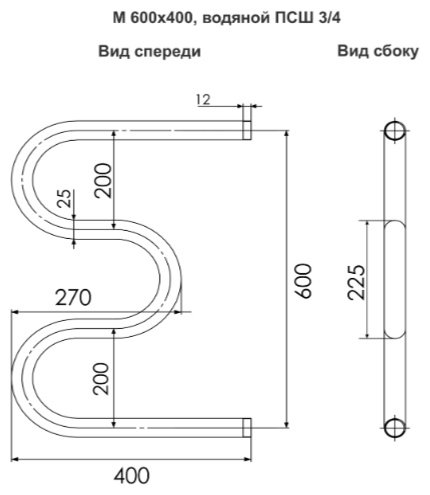 Полотенцесушитель водяной Indigo MW60-40 3/4, M-образный 40x60 см купить,NaN