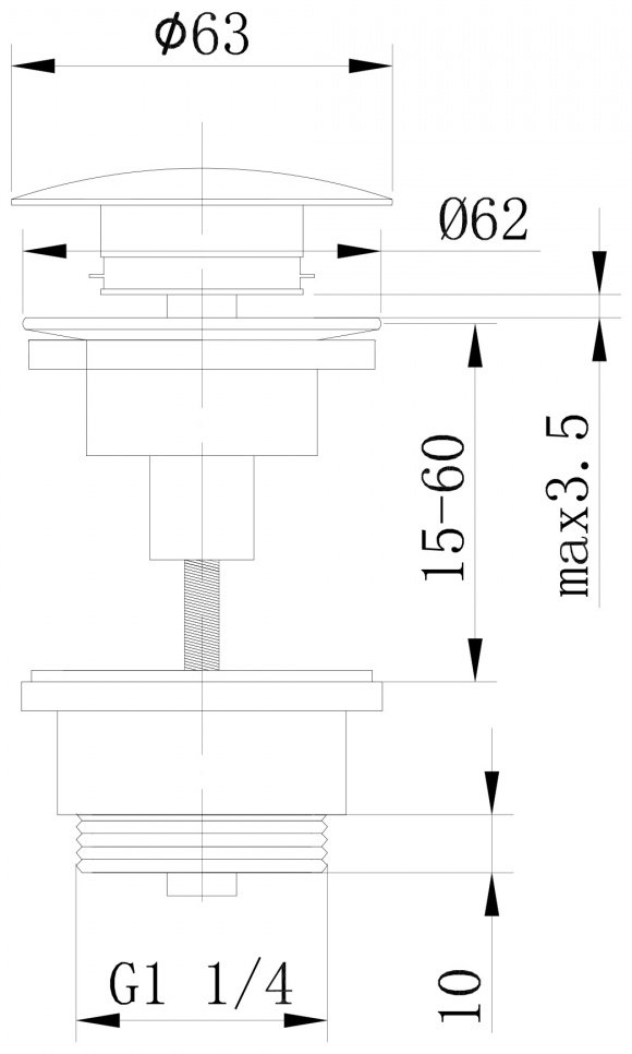 Донный клапан без перелива Abber AF0011B 1 1/4