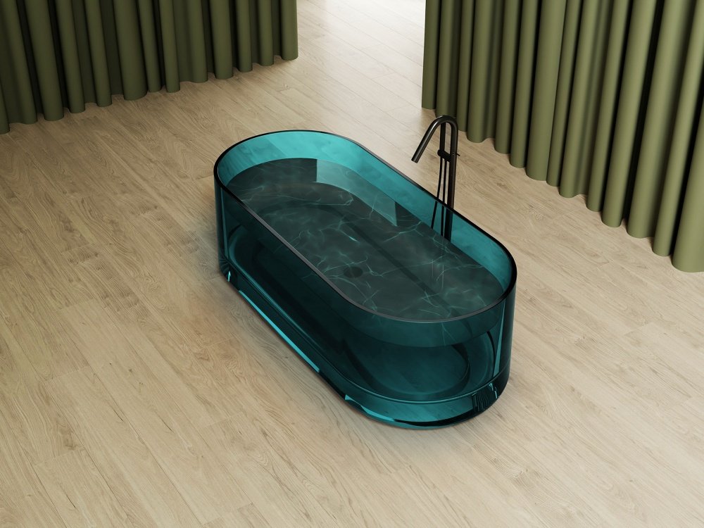 Ванна Abber Kristall AT9708Aquamarin 170x75, стекло купить,NaN