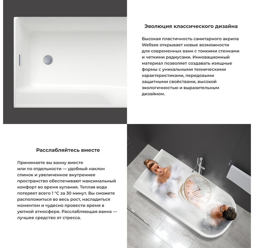 Ванна Wellsee 236202003 167x82 см, акрил купить,NaN
