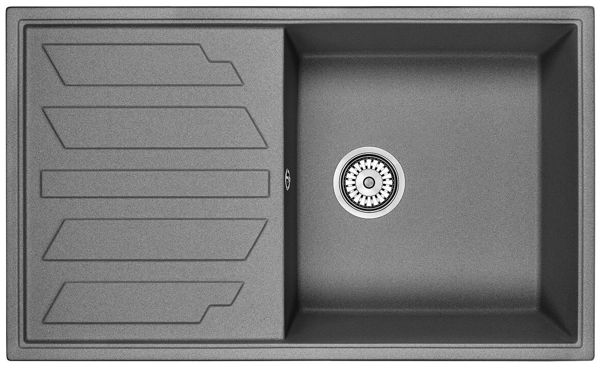 Кухонная мойка GRANULA 8601 86х50х20 см, кварцевый песок, тон графитовый