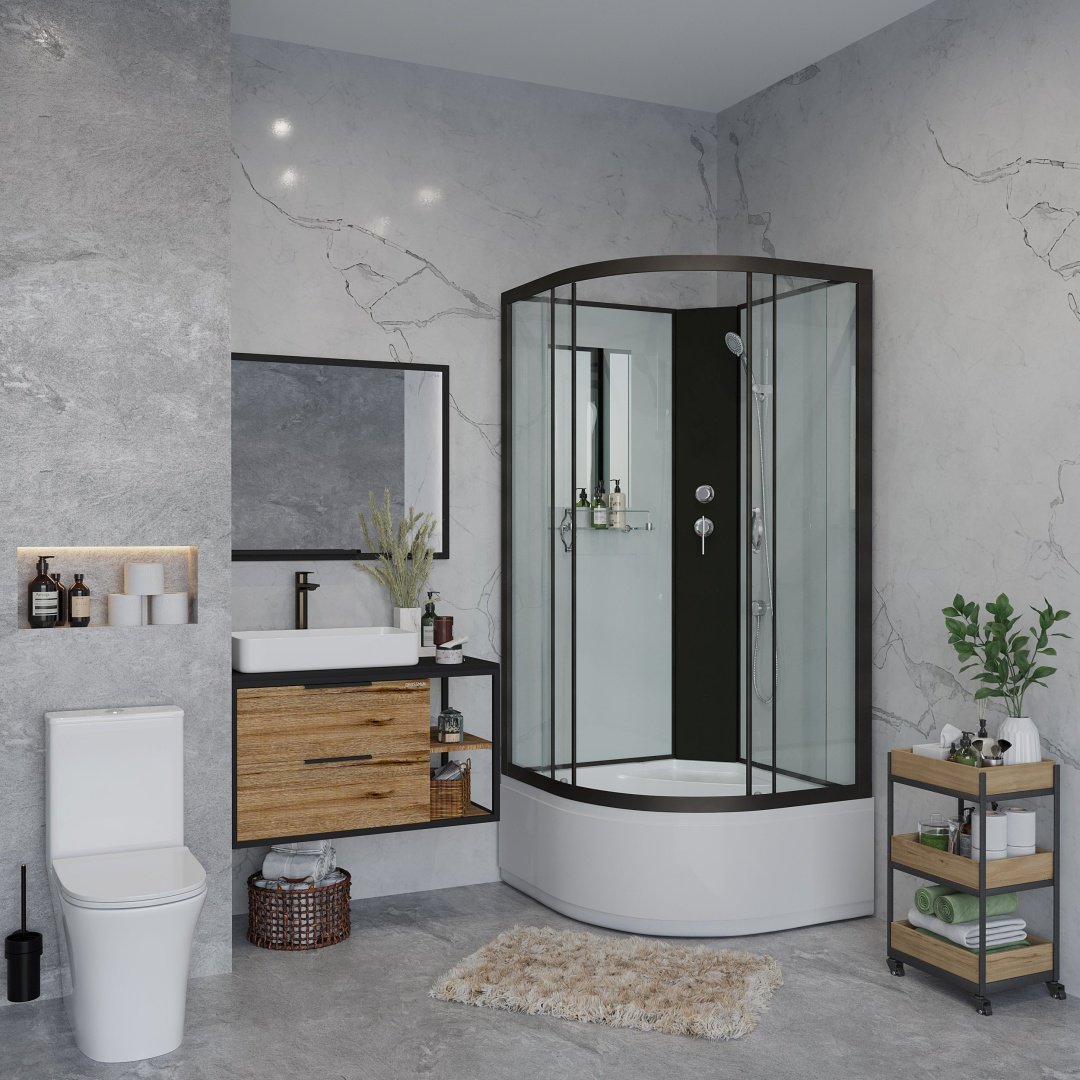 Душевая кабина Niagara NG-6707-14BK, 200х80 см, высокий поддон
