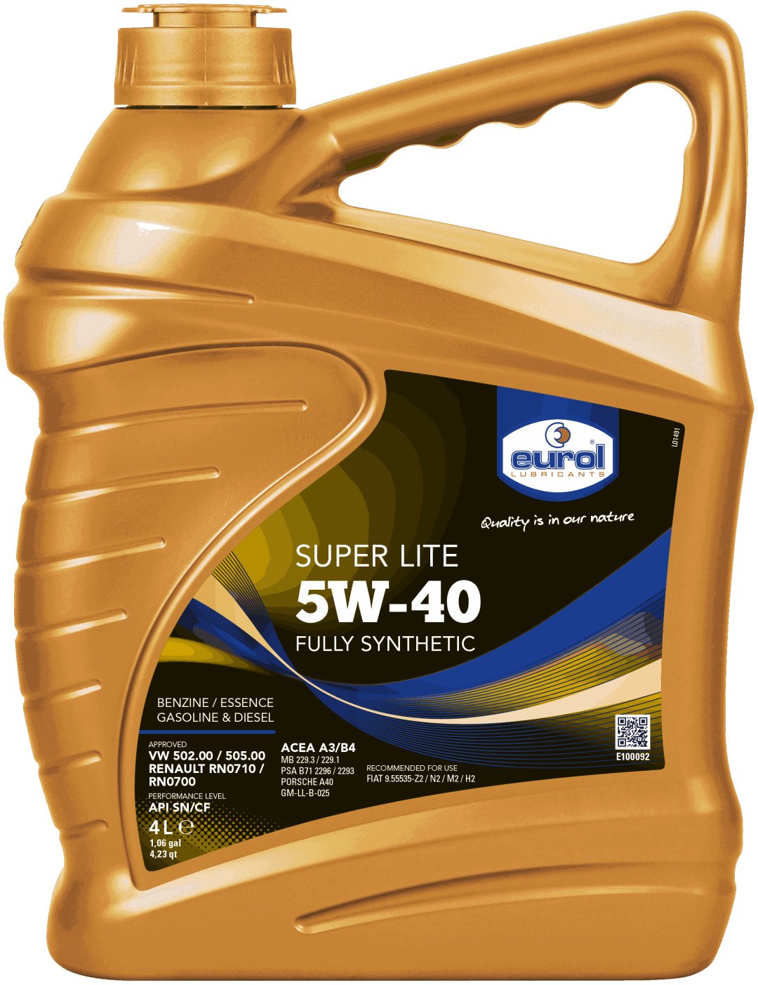 Моторное масло Синтетическое EUROL SUPER LITE 5W-40 4 л купить,NaN