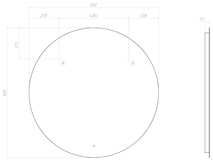 Зеркало настенное 90x90 см