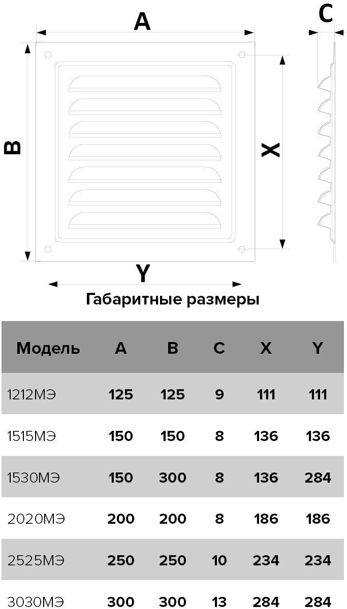 Решетка вентиляционная Эра 125х125х9 мм, сталь с покрытием полимерной эмалью