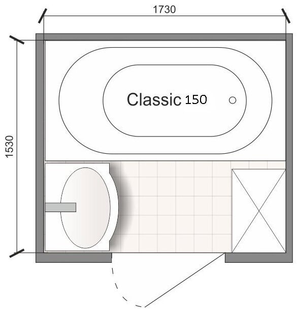 Ванна KABINKA.KZ Classic 150x70 см, акрил купить,NaN