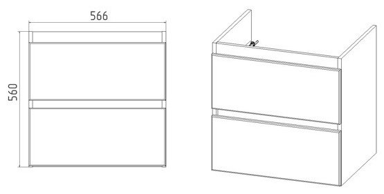 Тумба с раковиной KABINKA.KZ COMO 60, 60x58x45 см, белый, коричневый купить,NaN
