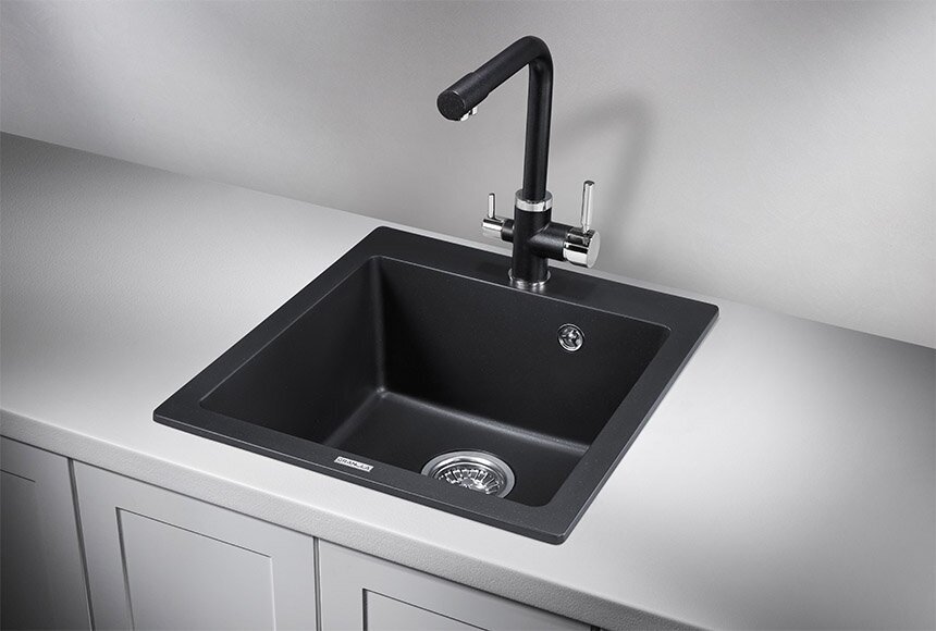 Кухонная мойка GRANULA 4651 47х51х20 см, кварцевый песок, тон шварц