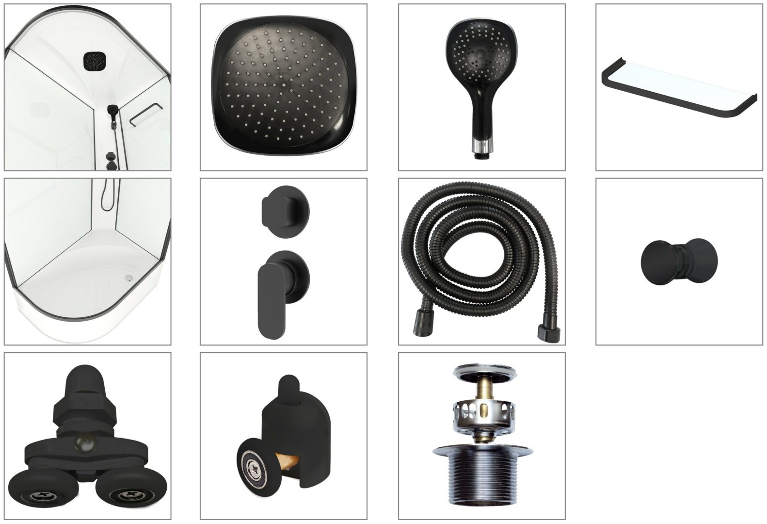 Душевая кабина KABINKA.KZ DS01DS128LHWM00.Gt-Black, 218х120 см, высокий поддон купить,NaN