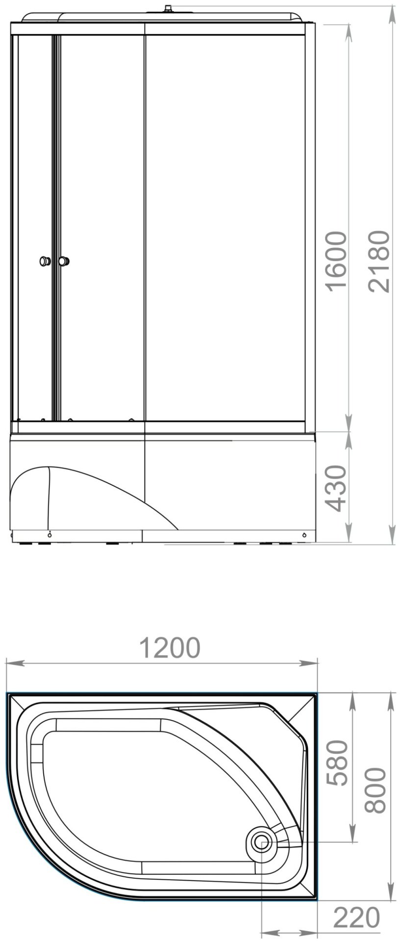 Душевая кабина KABINKA.KZ DS01DS128LHWM00.Gt-Black, 218х120 см, высокий поддон купить,NaN