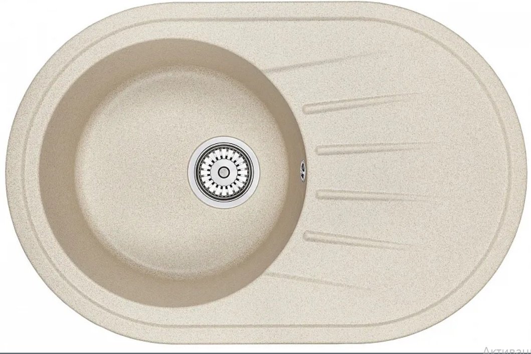 Кухонная мойка GRANULA 7601 76х50х21 см, кварцевый песок, тон бежевый