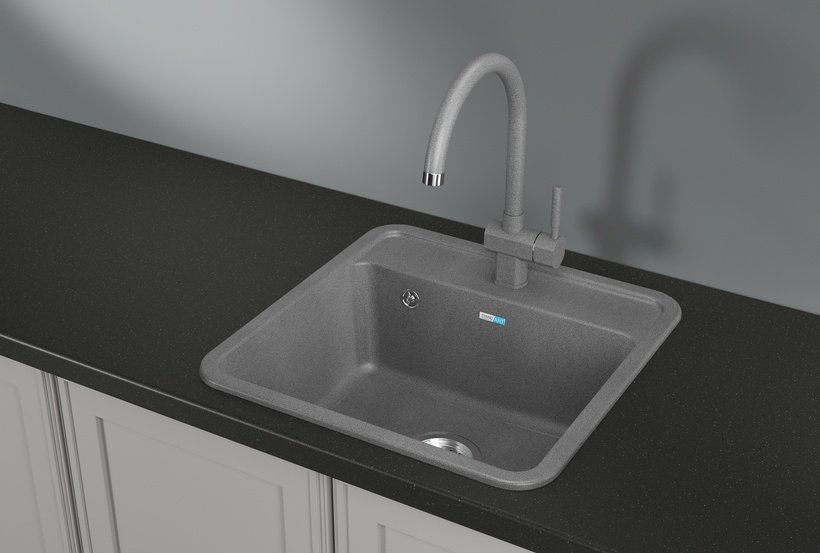 Кухонная мойка GRANULA 5001 50х50х21 см, кварцевый песок, тон графитовый