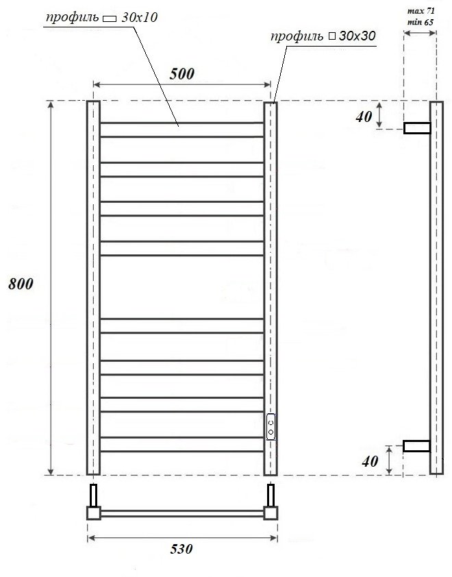 Полотенцесушитель электрический POINT Меркурий PN83858W П8, лесенка 50x80 см
