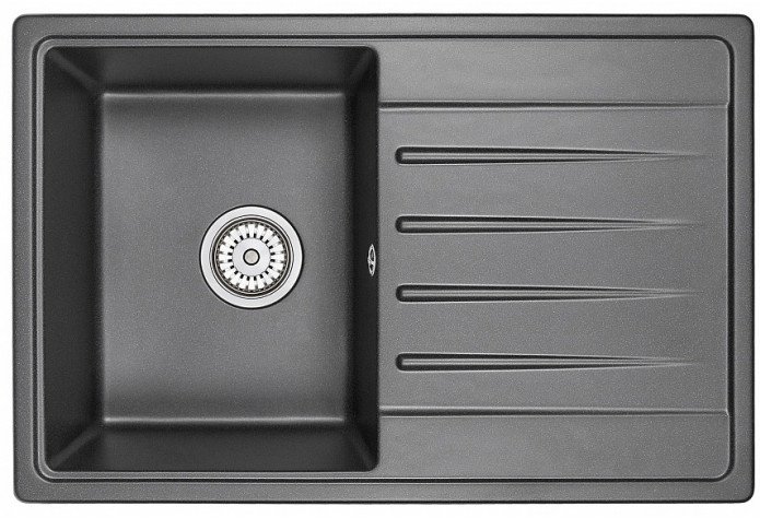 Кухонная мойка GRANULA 7602 76х50х20 см, кварцевый песок, тон черный