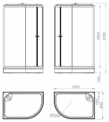 Душевая кабина KABINKA.KZ Delight Slim (128 R), 218х80 см, низкий поддон купить,NaN