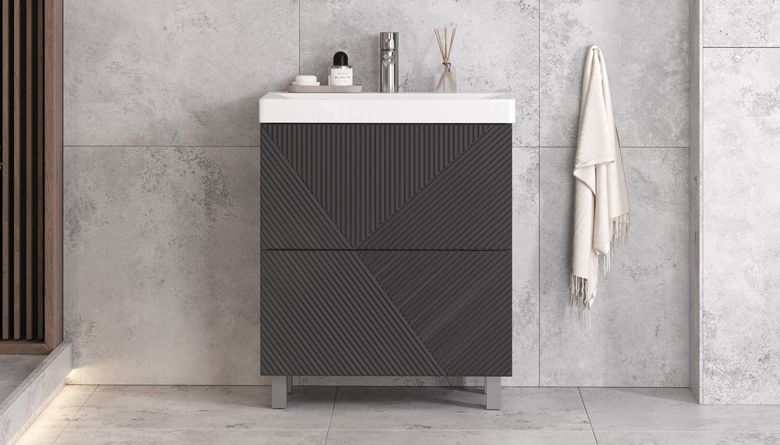 Тумба с раковиной KABINKA.KZ Edge K0000232143, 82x85x41 см, графит - ForteMarket Тумба с раковиной KABINKA.KZ Edge K0000232143, 82x85x41 см, графит купить,NaN