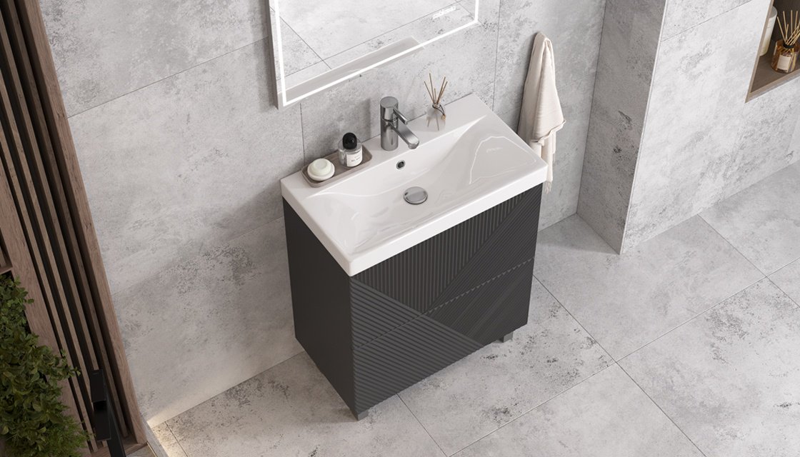 Тумба с раковиной KABINKA.KZ Edge K0000232143, 82x85x41 см, графит - ForteMarket Тумба с раковиной KABINKA.KZ Edge K0000232143, 82x85x41 см, графит купить,NaN