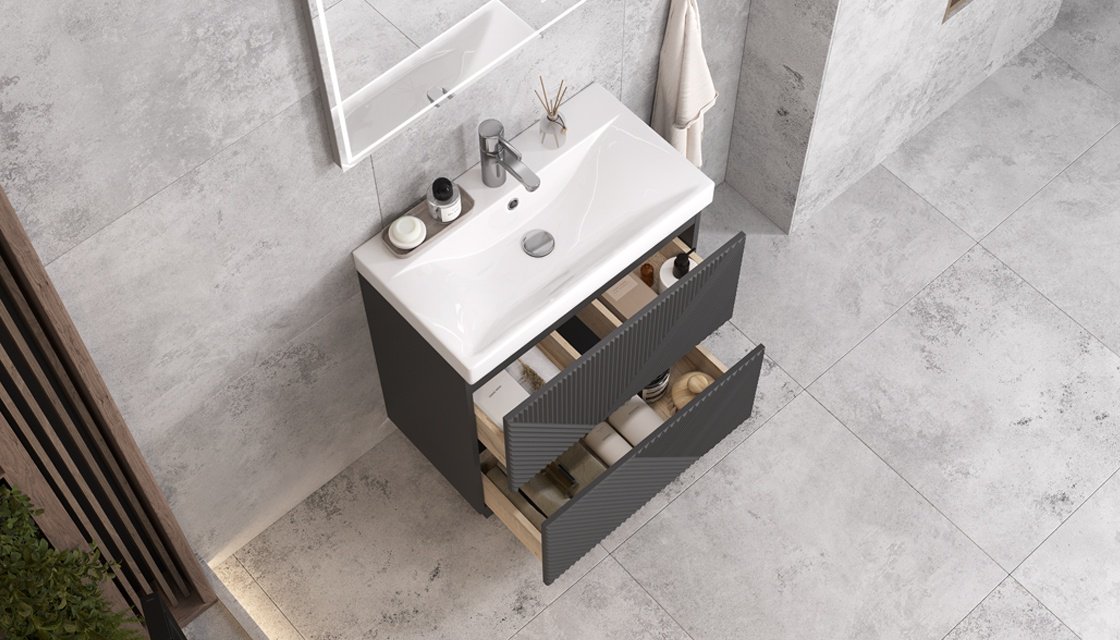 Тумба с раковиной KABINKA.KZ Edge K0000232143, 82x85x41 см, графит - ForteMarket Тумба с раковиной KABINKA.KZ Edge K0000232143, 82x85x41 см, графит купить,NaN