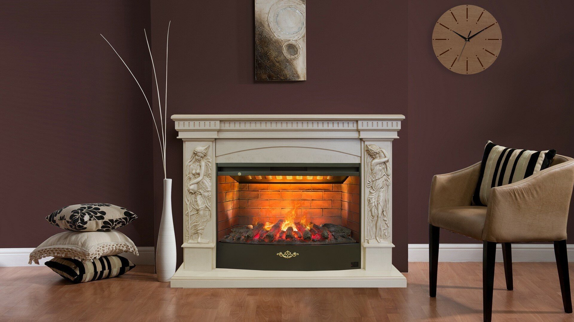 Электрокамин Real Flame Diva 33 WT-619B с очагом 3D Firestar 33