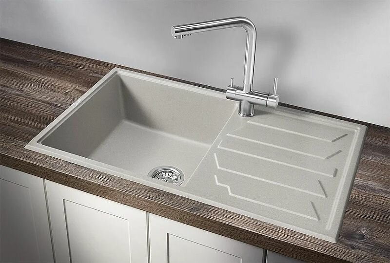 Кухонная мойка GRANULA 8601 86х50х20 см, кварцевый песок, тон серый купить,316400