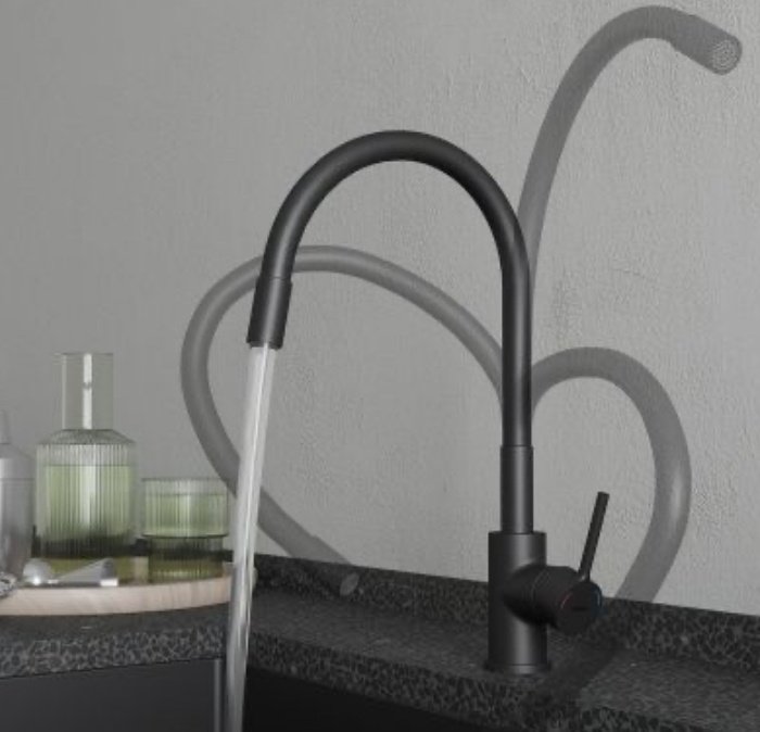 Смеситель с гибким изливом IDDIS M01BL0FM05, латунь, цвет черный купить,35200
