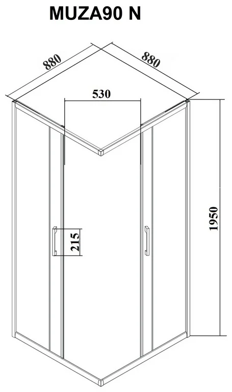 Ограждение душевое Ceruttispa MUZA90N 90x90x195см черный