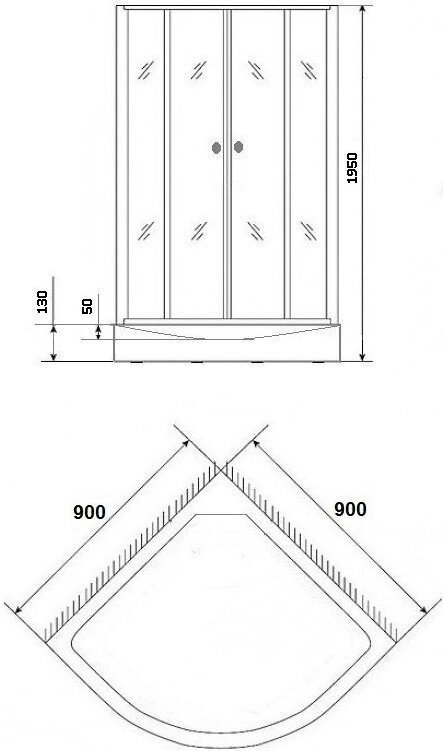 Душевое ограждение Niagara одностенное NG-001-14, 900х1950 мм
