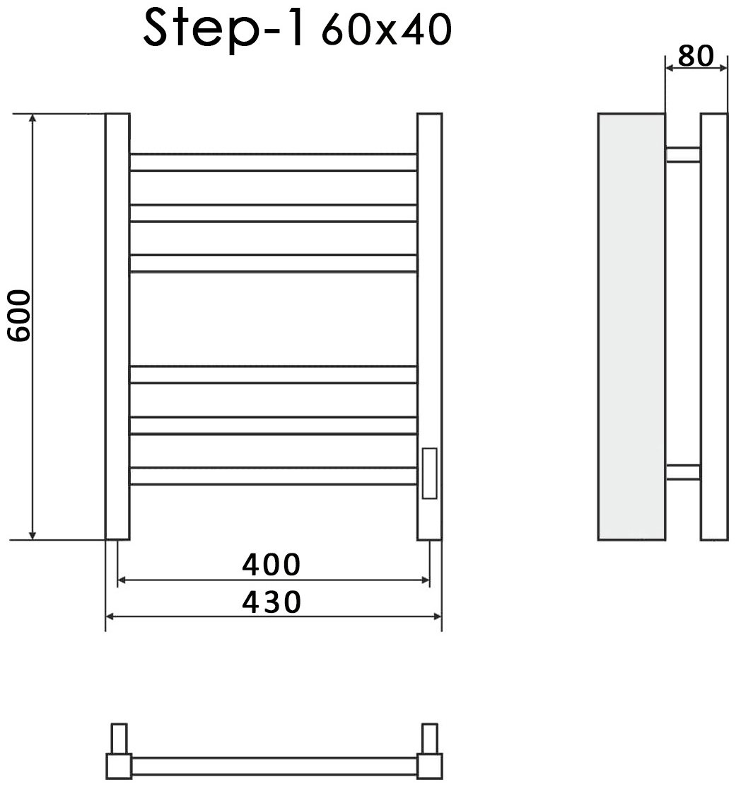 Полотенцесушитель электрический НИКА STEP-1 60/40, лесенка 40x60 см