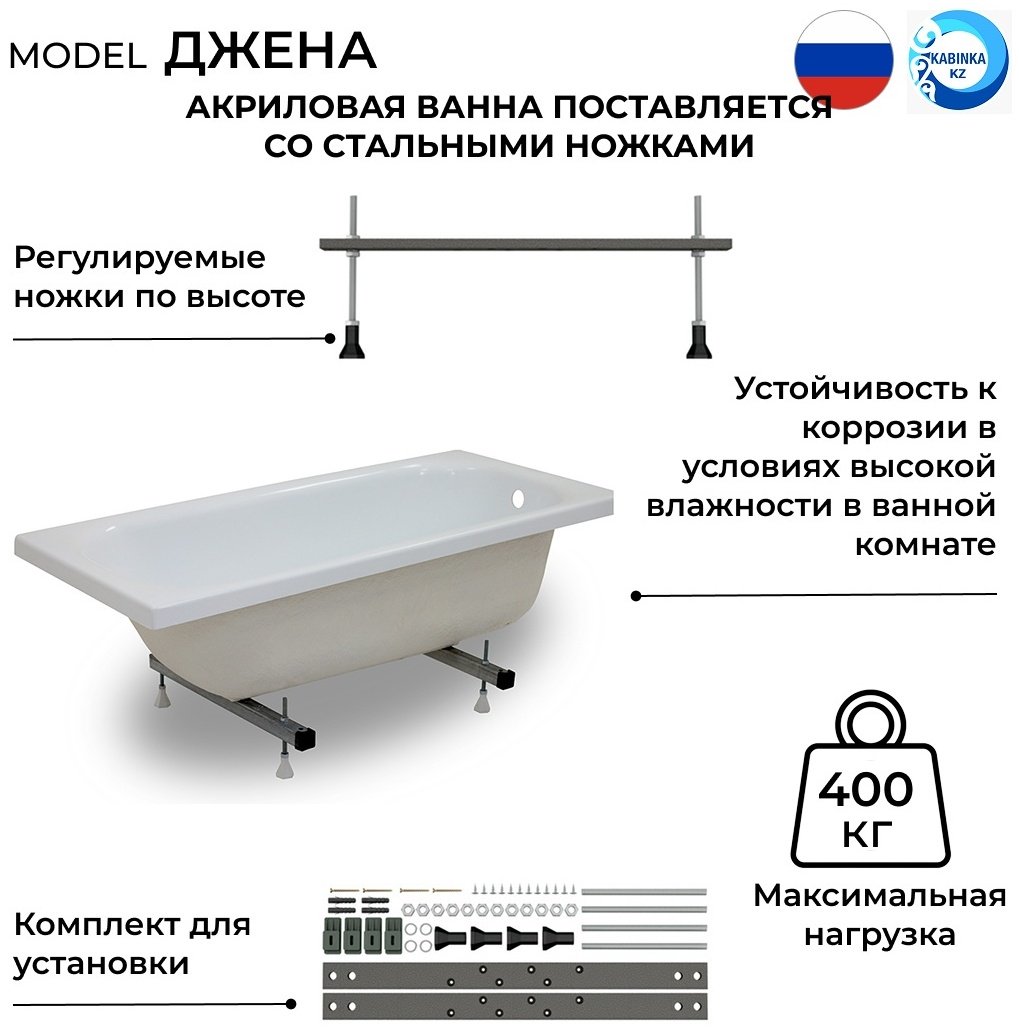 Ванна KABINKA.KZ Gamma 170x70 см, акрил