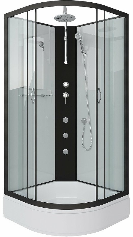Душевая кабина Niagara Душ.кабина Niagara NG-6703-14BKTG (800х800х2100) средний поддон(26см) стекло ПРОЗРАЧНОЕ черные профиля 4места, 210х80 см, средний поддон