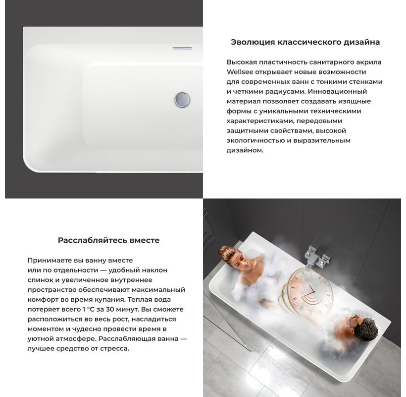 Ванна Wellsee 231601001 170x78 см, акрил