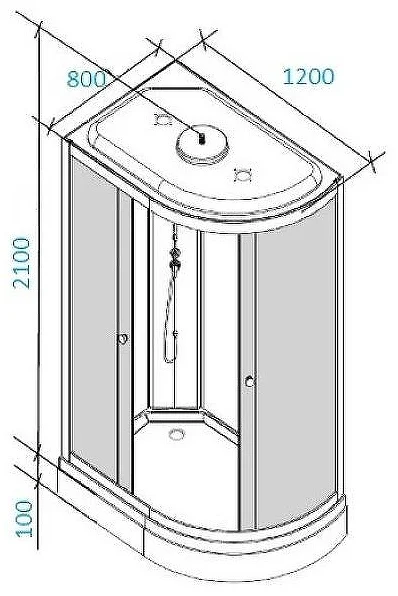 Кабина душевая Parly EF1231L 120х80х210см белый
