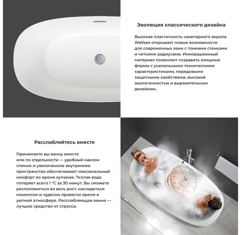 Ванна Wellsee 230201002 140x70 см, акрил