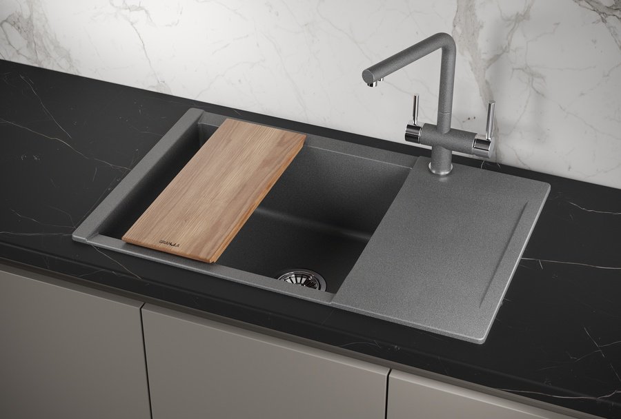 Кухонная мойка GRANULA ESTETICA ES-7807 78х50х22 см, кварцевый песок, тон графитовый