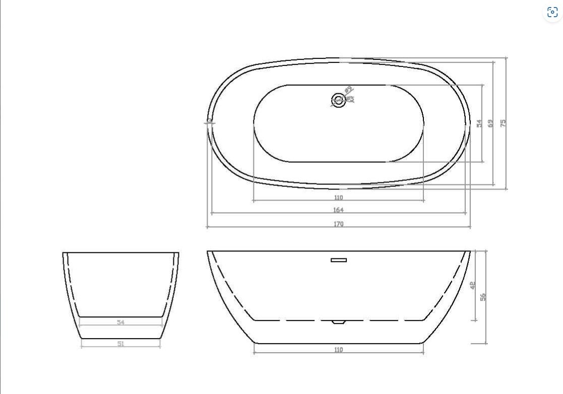 Ванна овальная Cerutti CT7390 170x75 см, акрил
