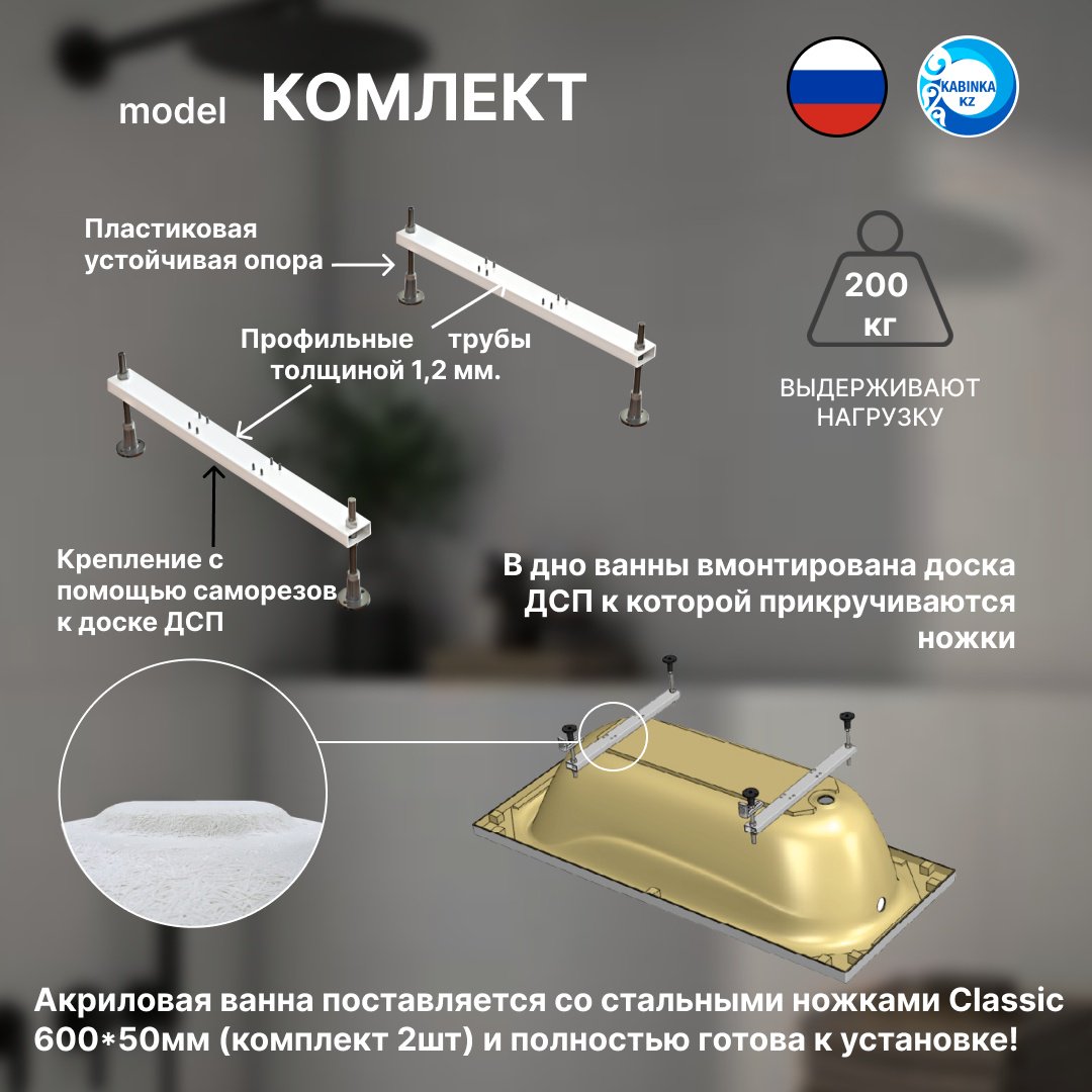 Ванна KABINKA.KZ K0000194213 160x70 см, акрил