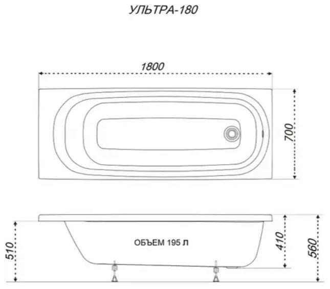 Ванна Triton Щ0000048586 180x70 см, акрил купить,105700