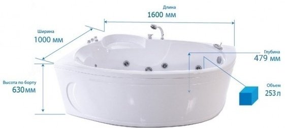 Ванна Triton Николь-левая NEW (1600х1000) 160x100 см, акрил