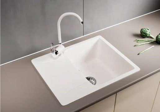 Кухонная мойка Mixline ML-GM-26 47х58х19 см, искусственный мрамор, тон белый купить,NaN