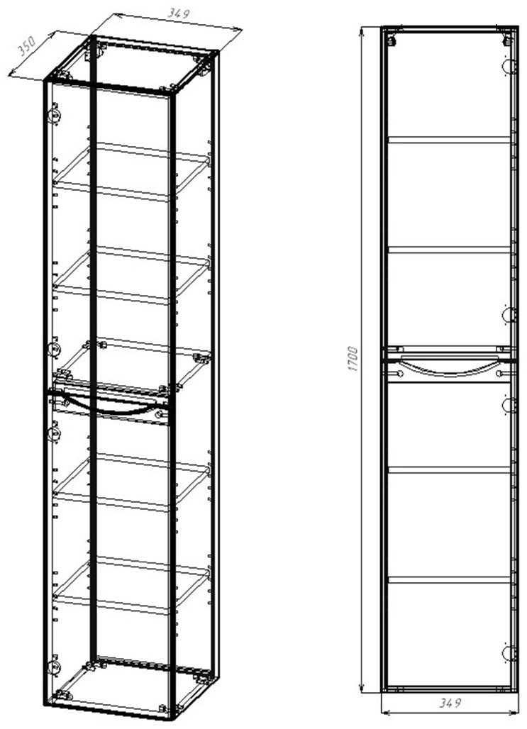 Шкаф-пенал навесной KABINKA.KZ VSC-2M170RW-L, 35x35x170 см, коричневый купить,NaN