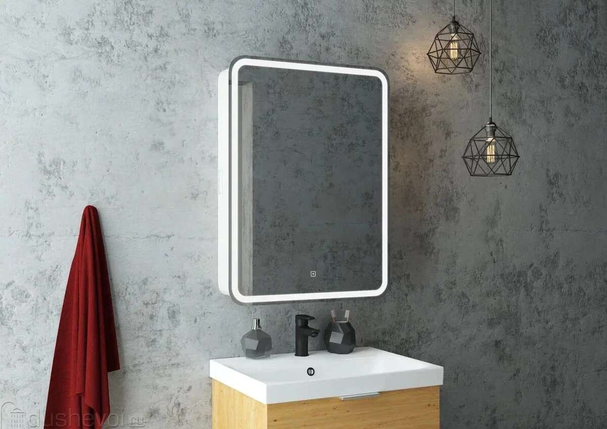 Шкаф зеркальный навесной KABINKA.KZ TA-CBled-EL5580R, 55x15x80 см, белый купить,NaN