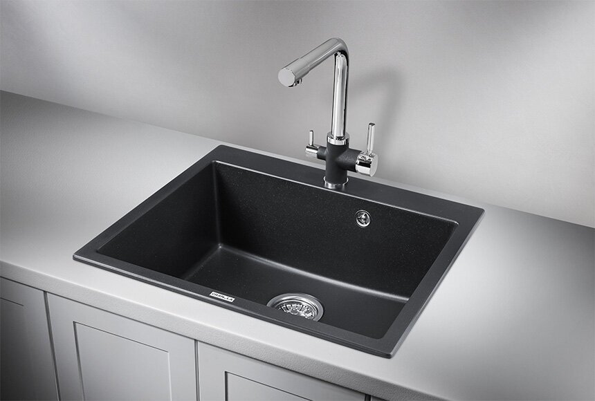 Кухонная мойка GRANULA 6001 60х52х20 см, кварцевый песок, тон черный