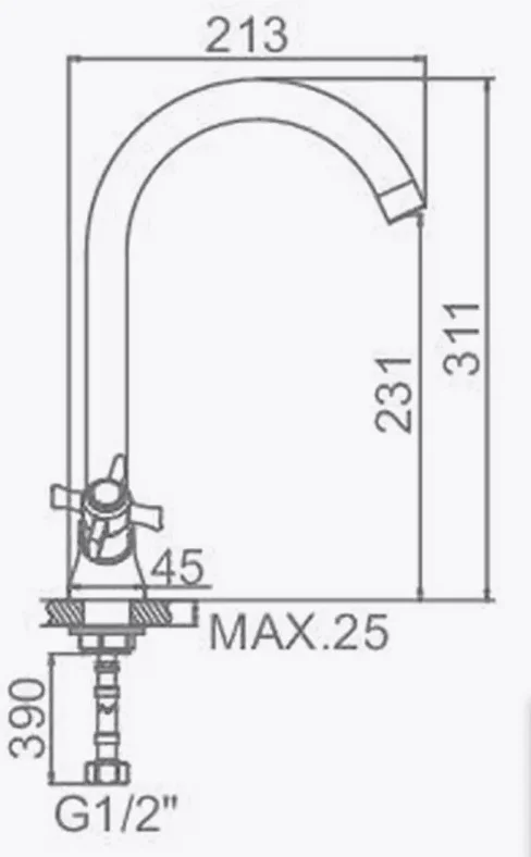 Смеситель Ledeme 311мм хром купить,18300