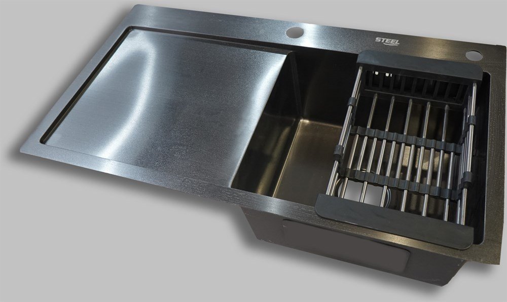 Кухонная мойка STEEL ST-HSD7843BLR 78х43х21 см, нержавеющая сталь, тон черный купить,50148