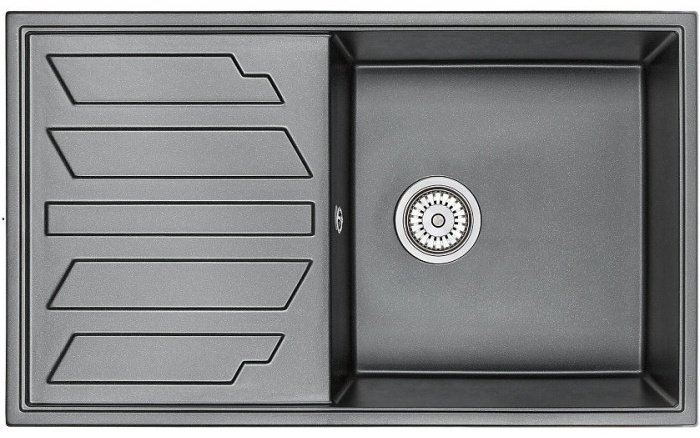 Кухонная мойка GRANULA 8601 86х50х20 см, кварцевый песок, тон черный купить,316400