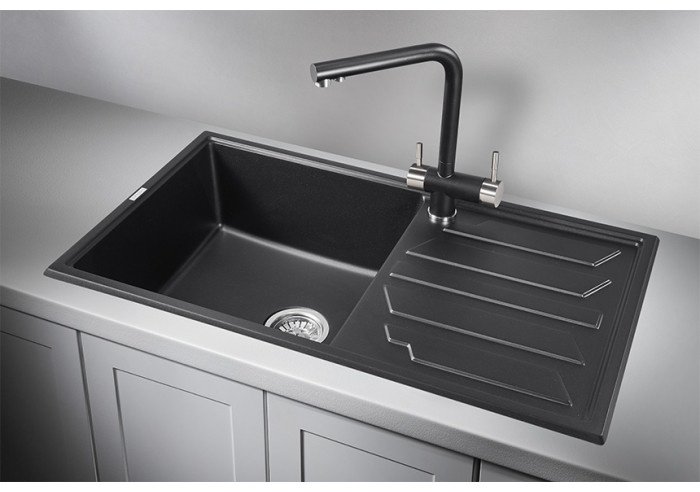 Кухонная мойка GRANULA 8601 86х50х20 см, кварцевый песок, тон черный купить,316400