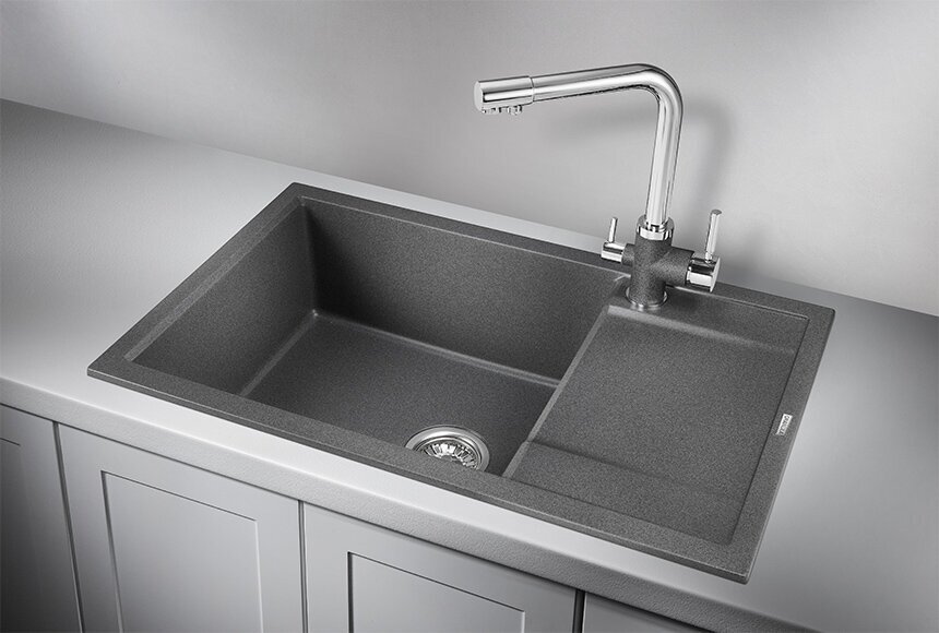 Кухонная мойка GRANULA 7805 78х50х20 см, кварцевый песок, тон графитовый