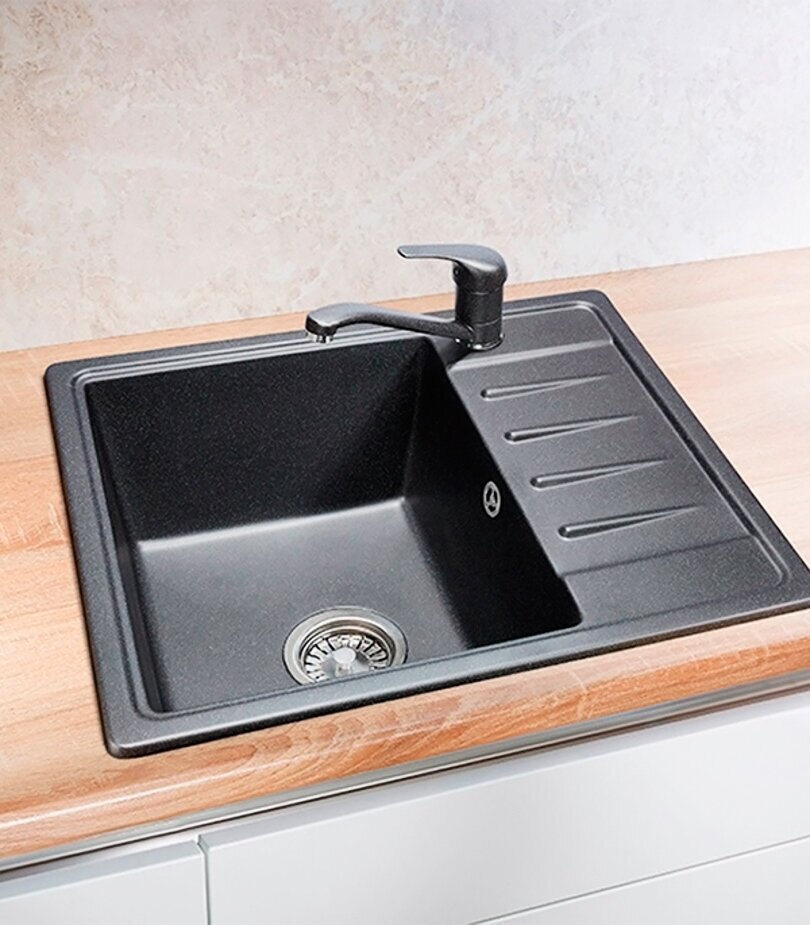 Кухонная мойка GRANULA 5803 58х50х20 см, кварцевый песок, тон черный купить,150200