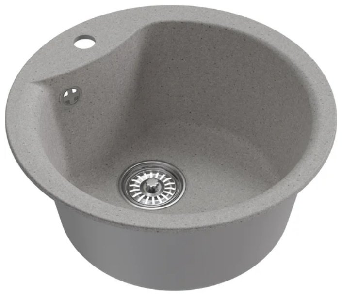 Кухонная мойка Mixline ML-GM-12 48х48х21 см, искусственный мрамор, тон серый купить,NaN